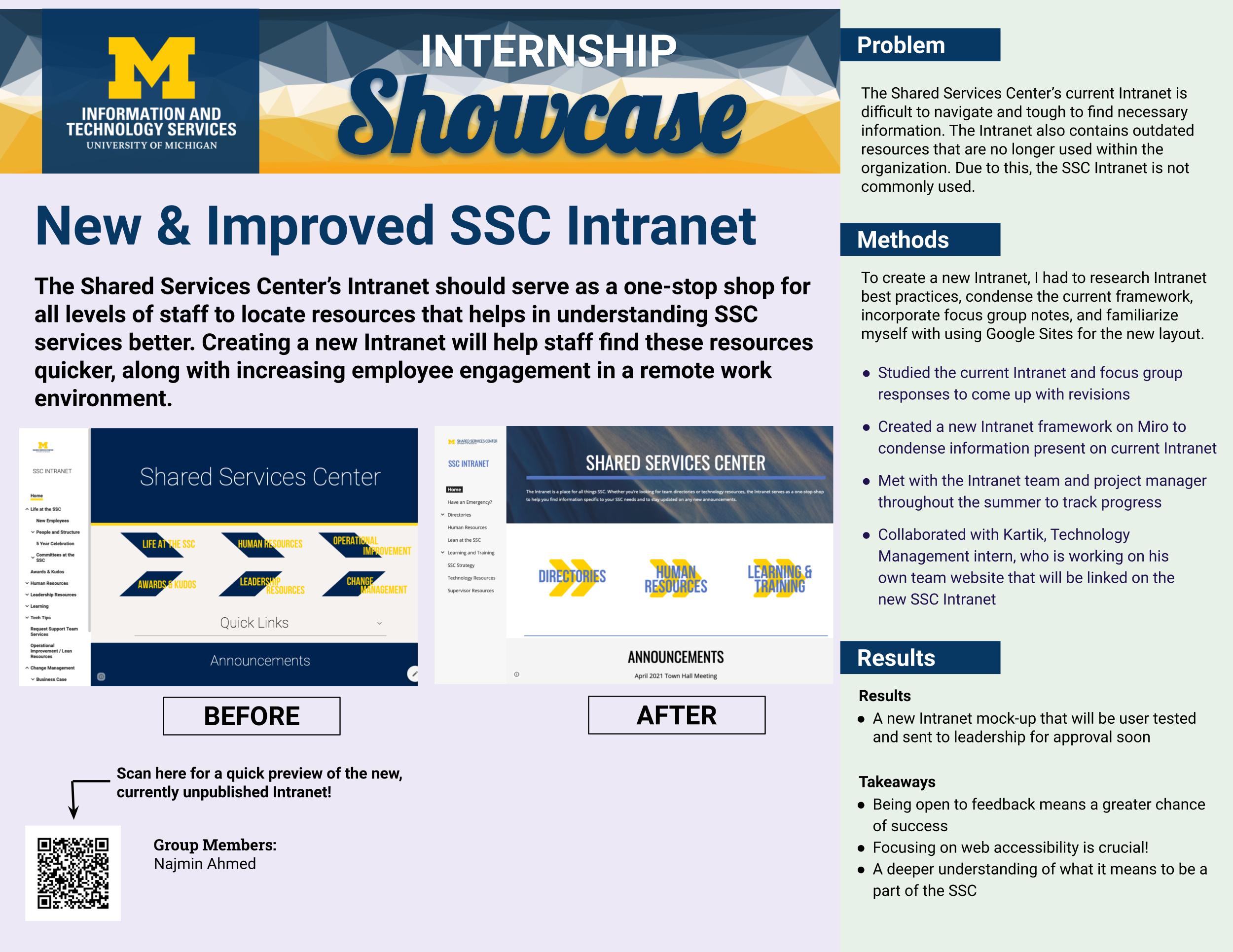 New and Improved Shared Services Center Intranet Poster
