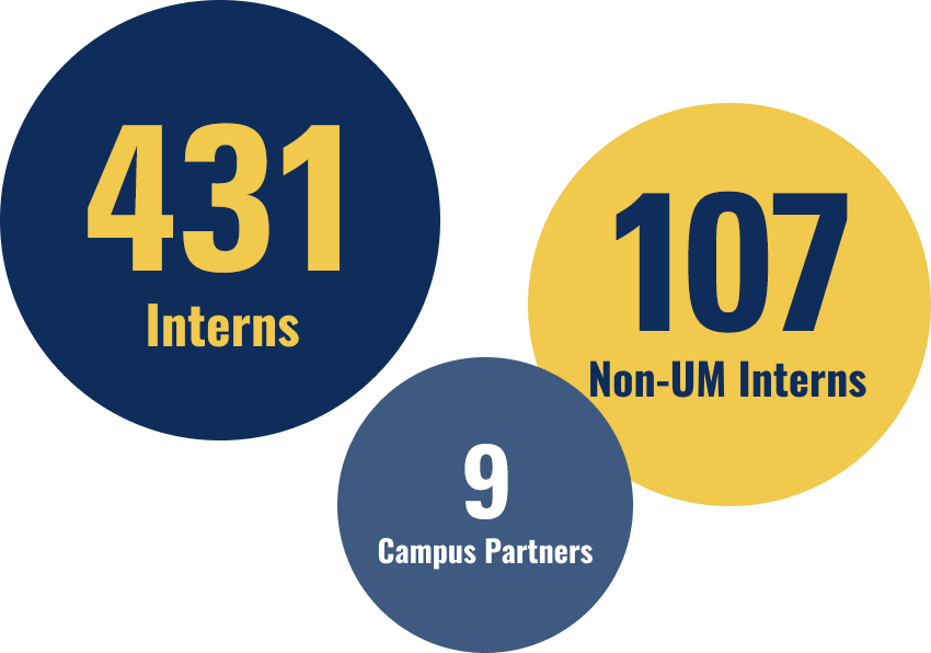 431 Interns, 107 Non-UM Interns, 9 Campus Partners