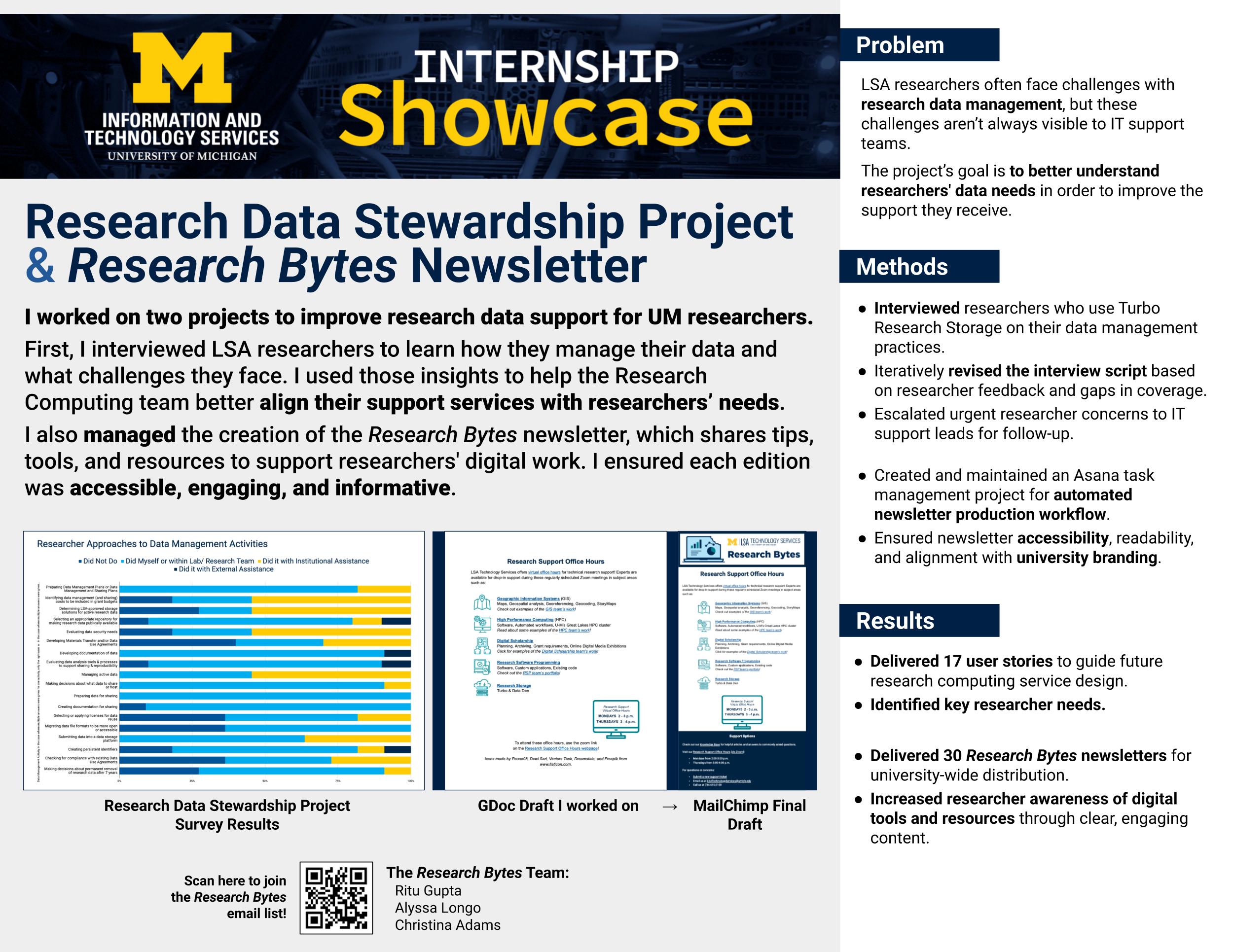 Research Data Stewardship Project & Research Bytes Newsletter