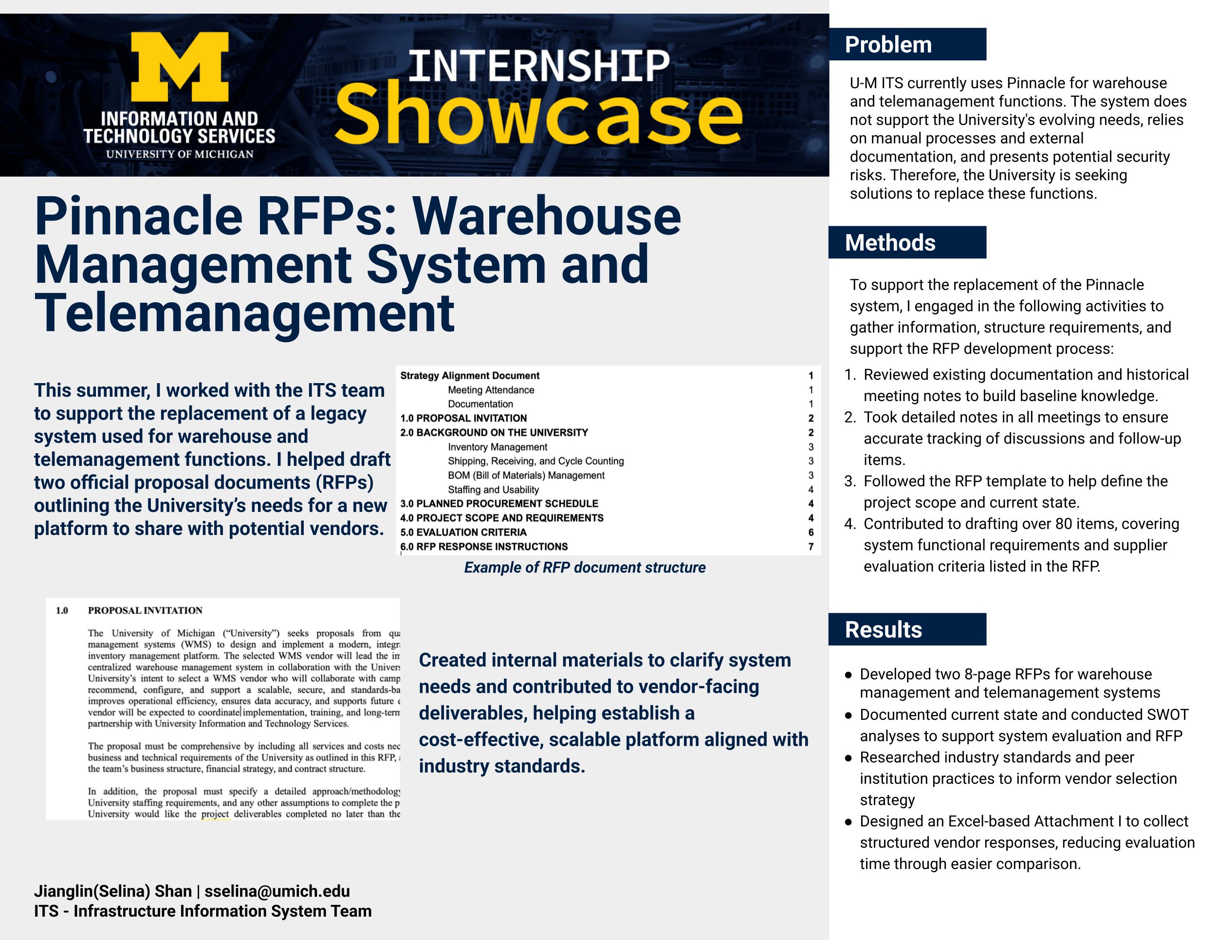 Pinnacle RFPs: Warehouse Management System and Telemanagement